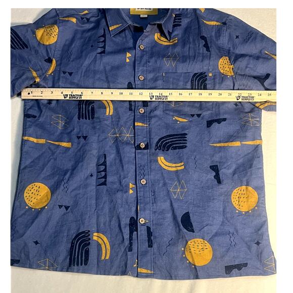 32 Bar Blues Mens Blue Funky's Uncle Abstract Pattern Shirt Size Large - Picture 9 of 9